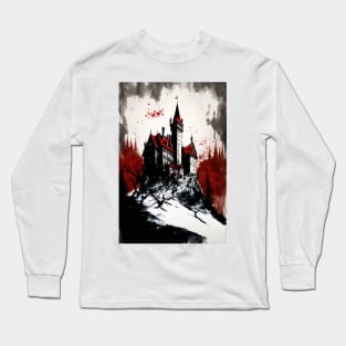 Ink Painting of A Castle On A Hill Long Sleeve T-Shirt